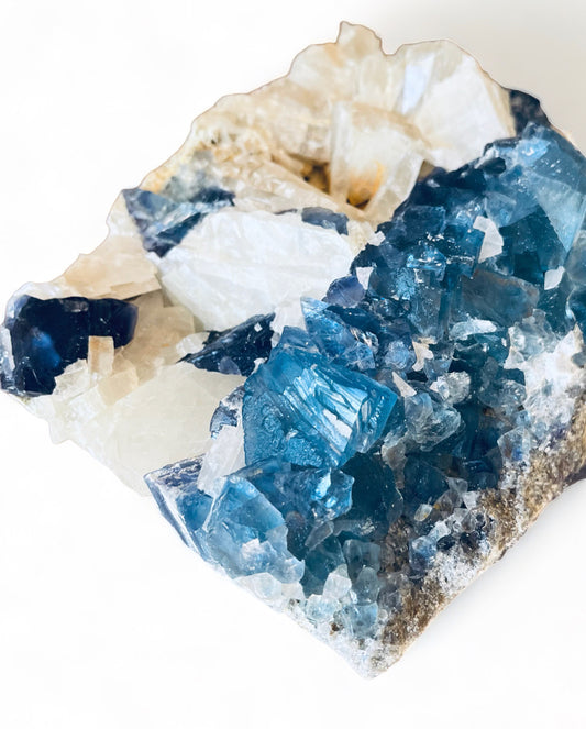 Rare Blue Fluorite in Barite