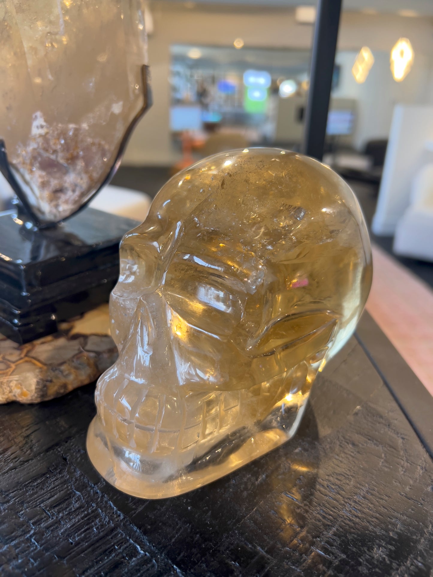 Citrine Crystal Skull Sculpture – Luxe Statement Decor