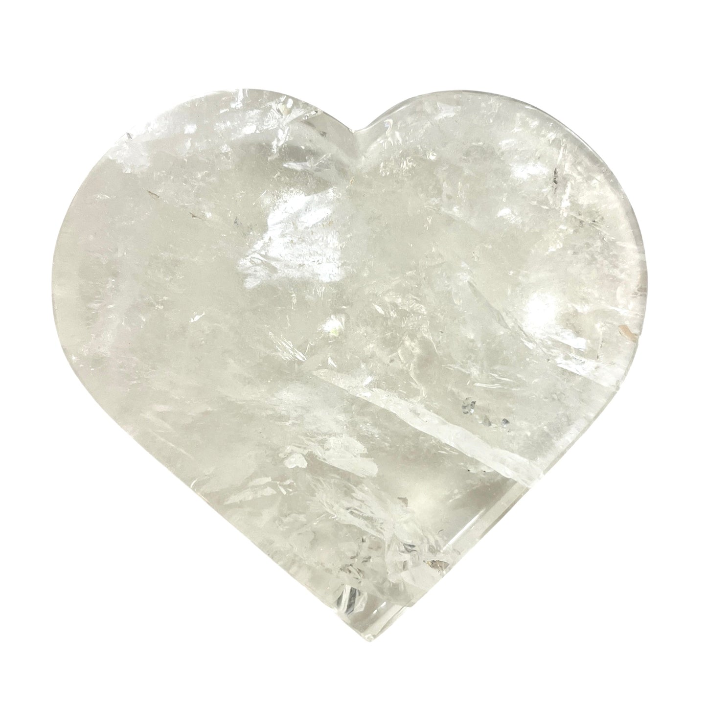 Clear crystal heart on a white background