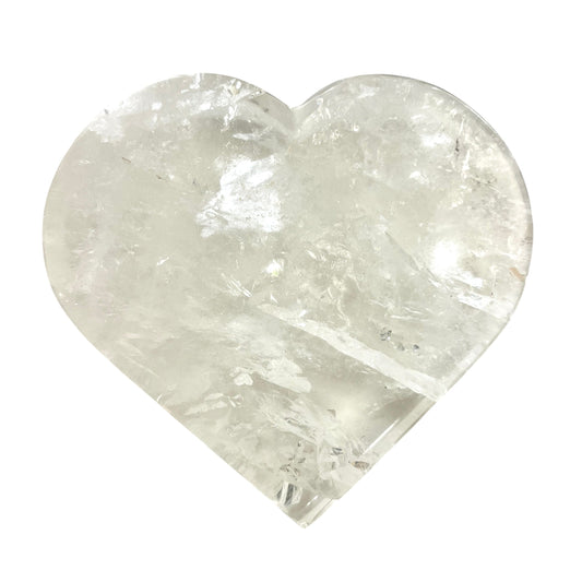 Clear crystal heart on a white background
