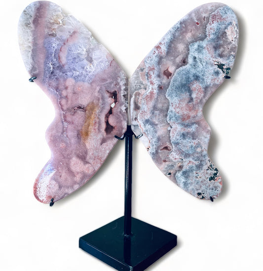 Pink Amethyst Butterfly Wings On Stand