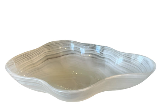 Hand-Carved 24" White Onyx Centerpiece Bowl