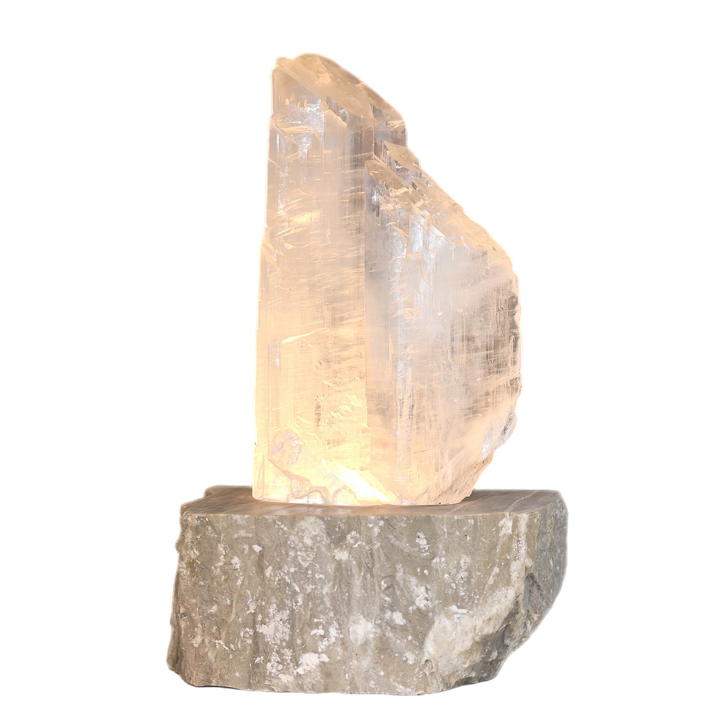 Selenite Lamp with Onyx Base
