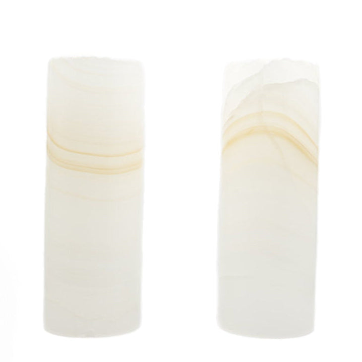 White Onyx Cylinder Lamp – Hand-Carved Crystal Light with a Soft Ethereal Glow