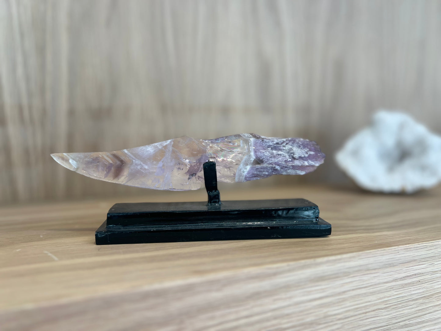 Chevron Amethyst Crystal Dagger on Stand