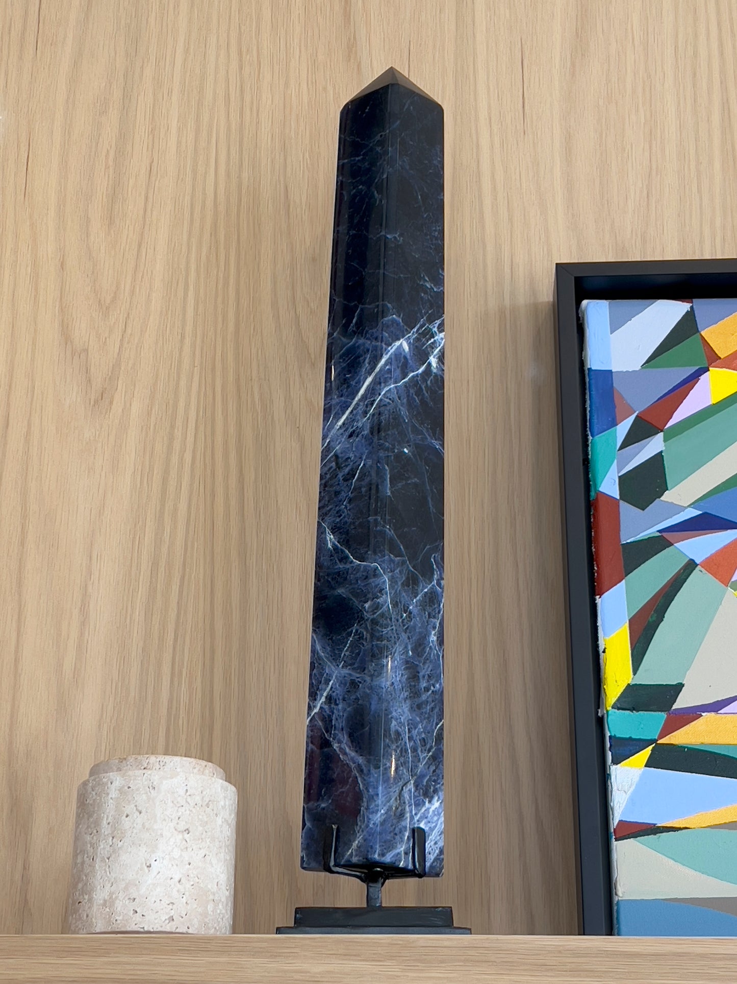 Sodalite Crystal Tower Sculptural Blue Stone Accent for Modern Interiors