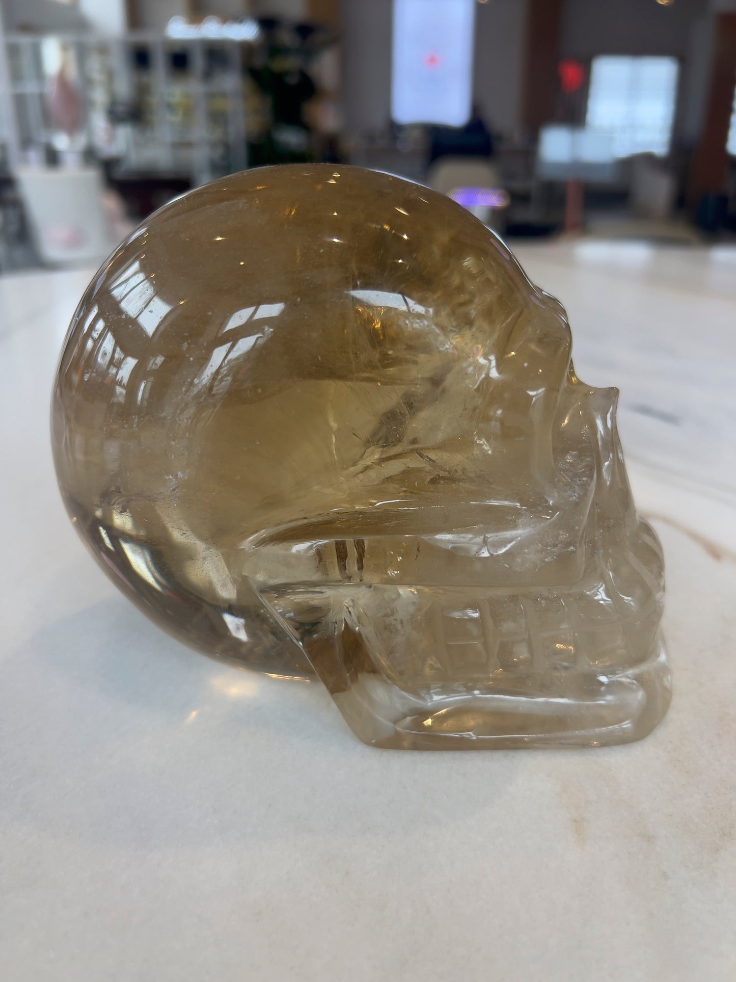 Citrine Crystal Skull Sculpture – Luxe Statement Decor