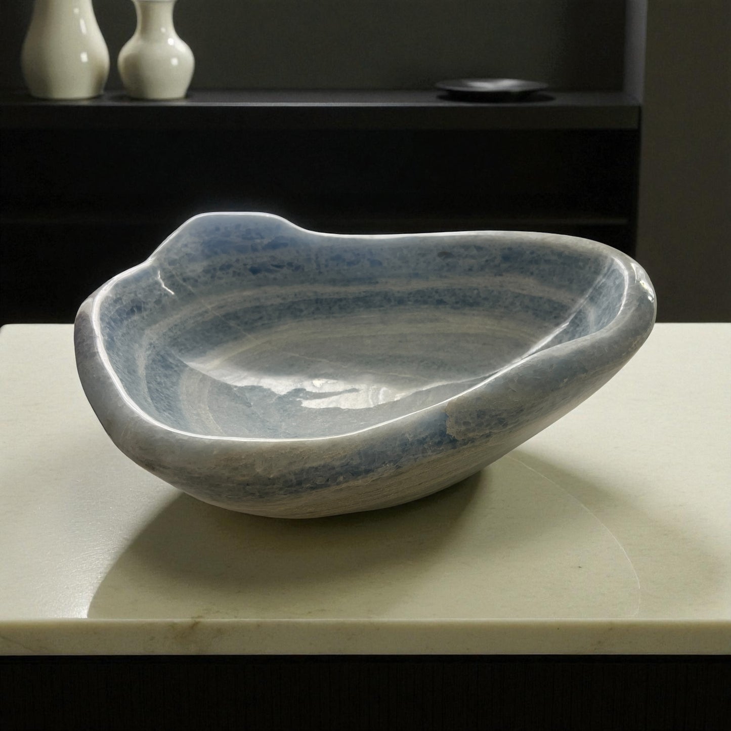 Large Blue Calcite Bowl