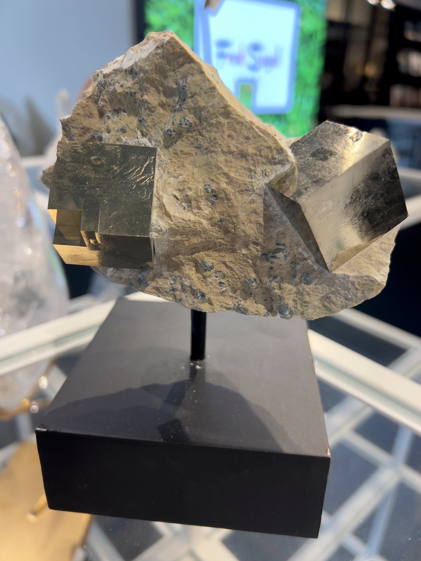Pyrite Cubes on Stand
