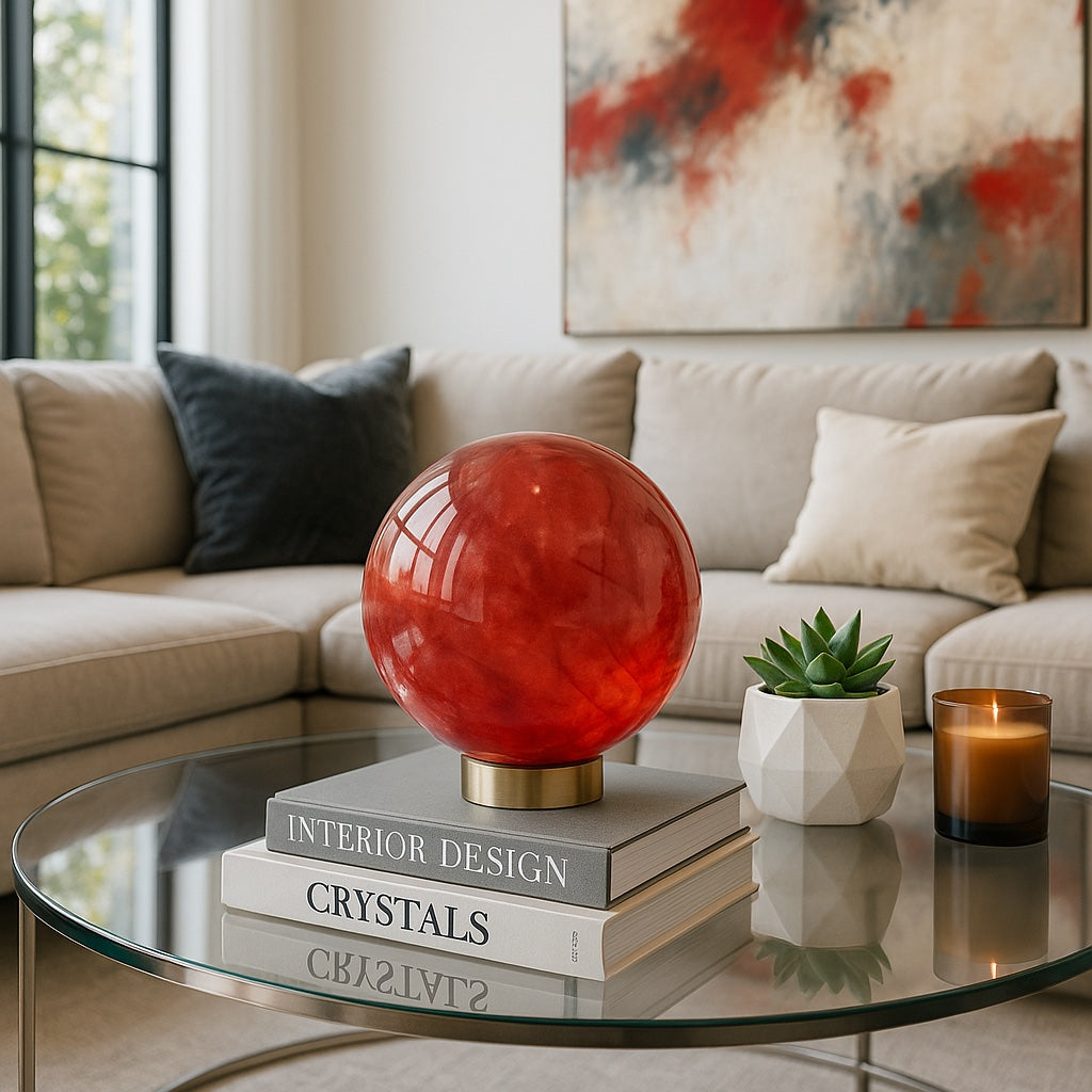 Cherry Quartz Sphere Bold Crystal Accent for Modern Interiors