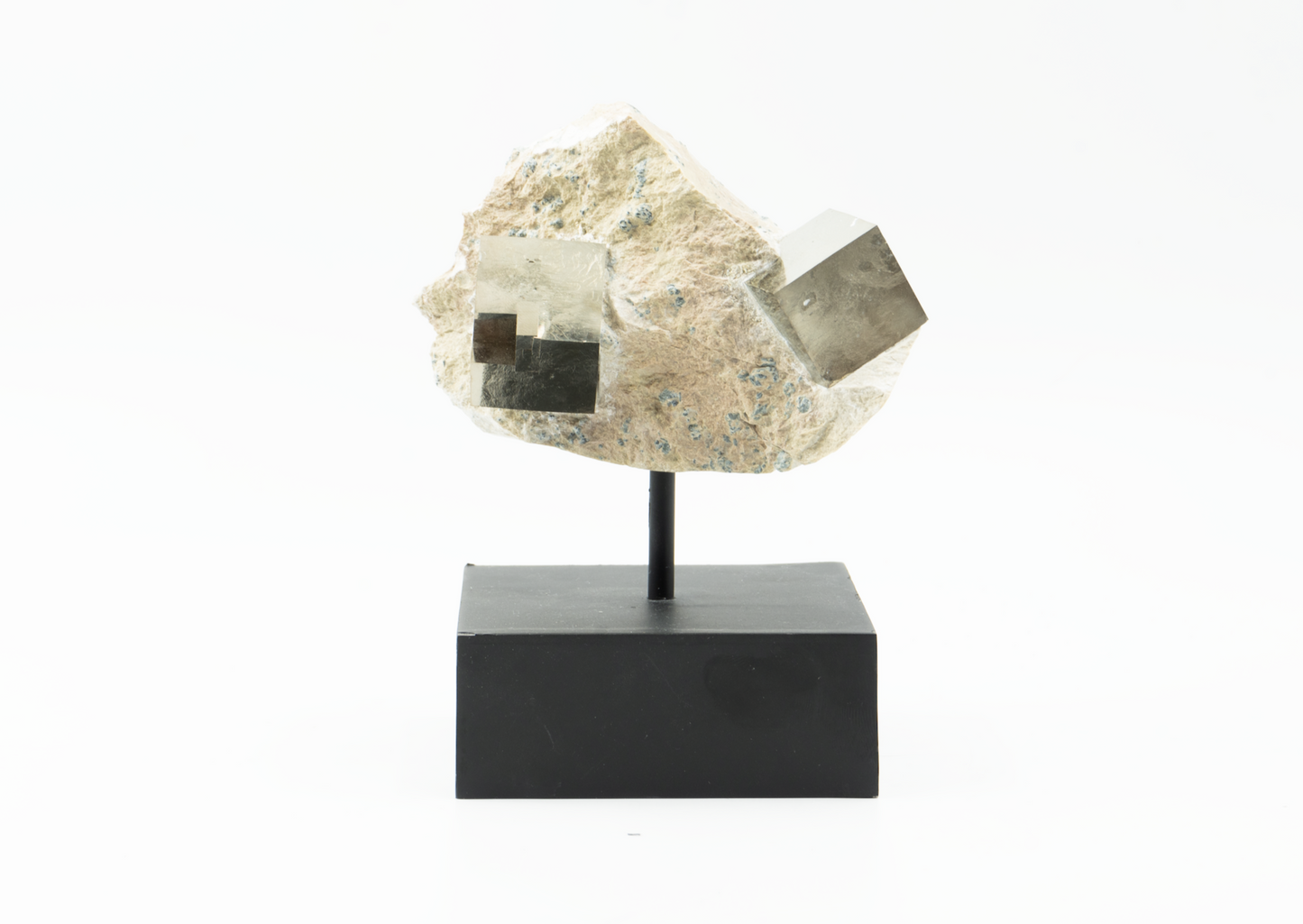 Navajún Pyrite Cube Sculpture on Stand