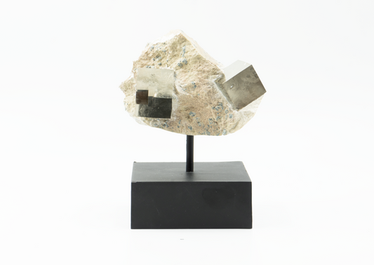 Navajún Pyrite Cube Sculpture on Stand