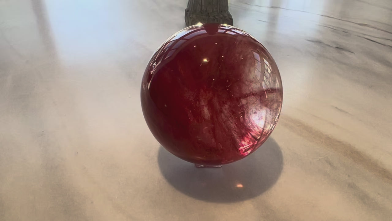 Cherry Quartz Sphere Bold Crystal Accent for Modern Interiors