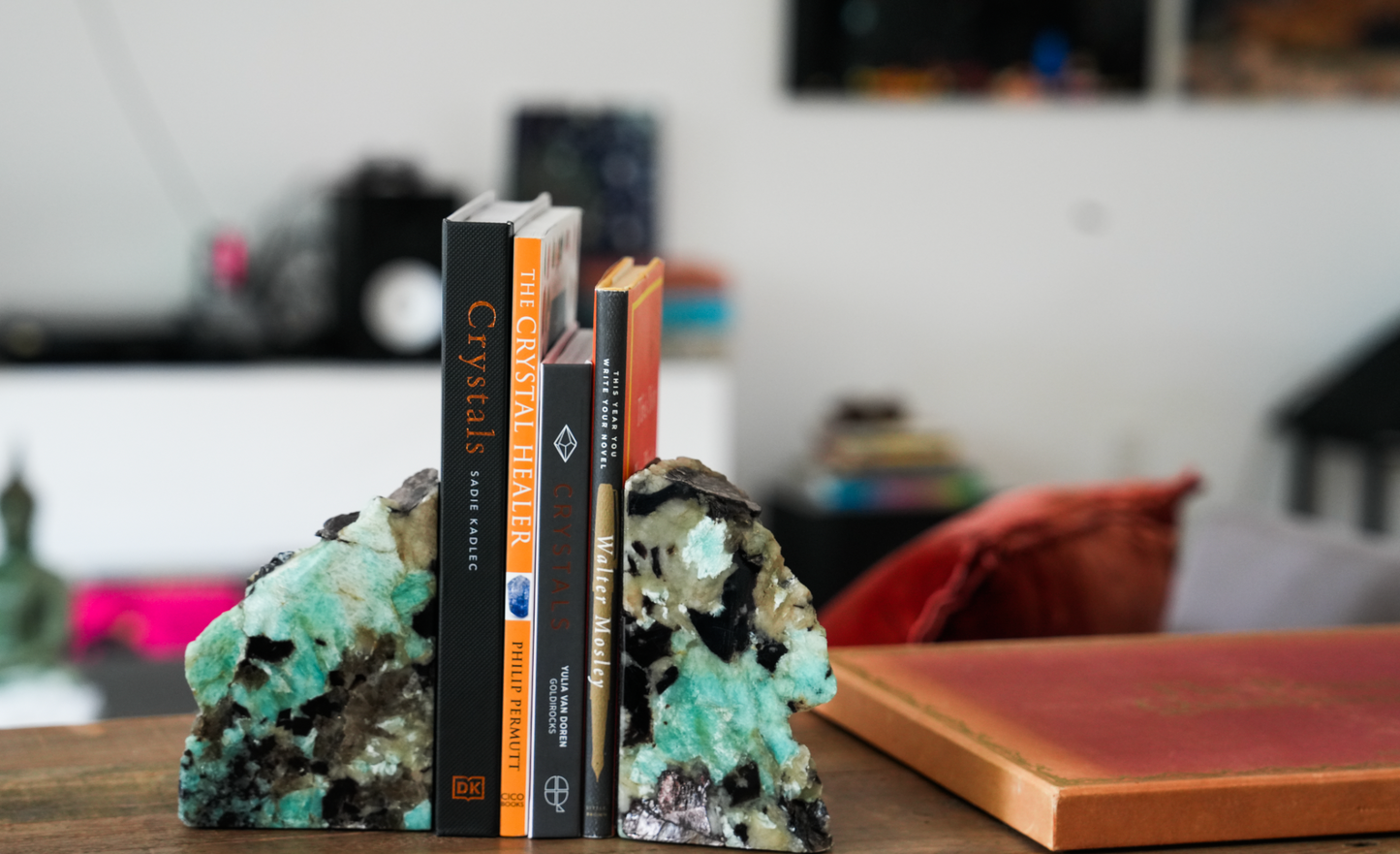 Amazonite and Black Tourmaline Bookends