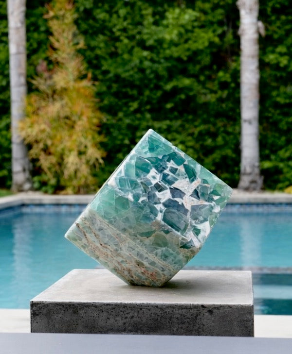 Large Blue and Green Fluorite Cube