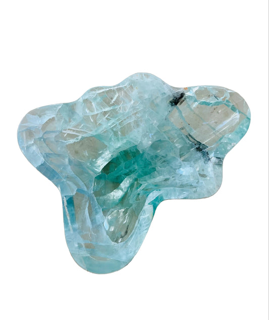 green fluorite bowl on white background