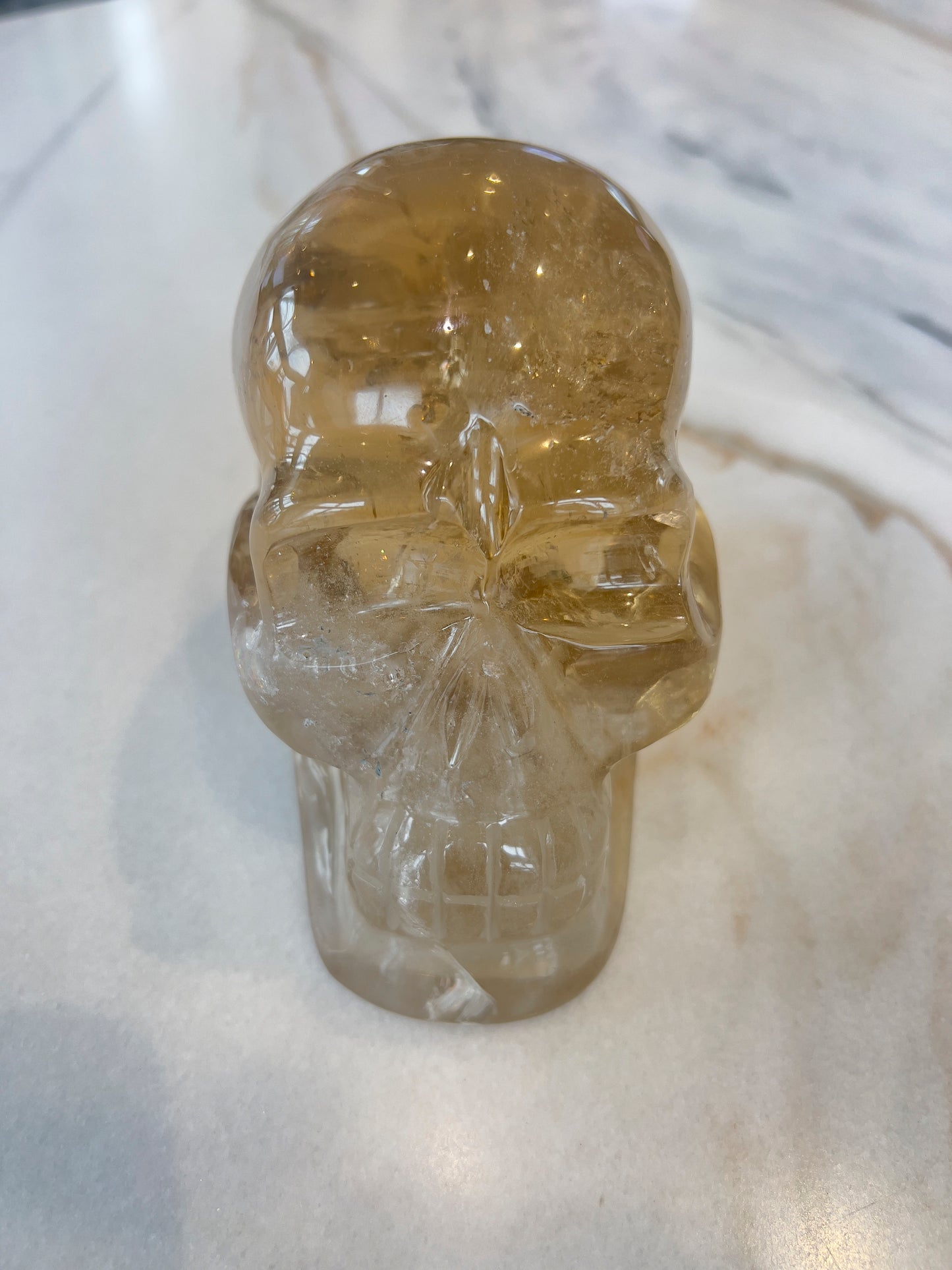 Citrine Crystal Skull Sculpture – Luxe Statement Decor