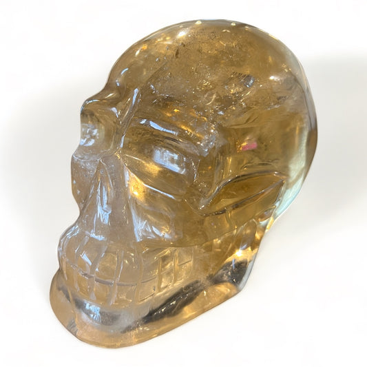 Citrine Crystal Skull Sculpture – Luxe Statement Decor