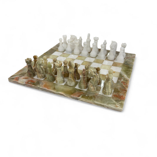 Green & White Onyx Chess Set