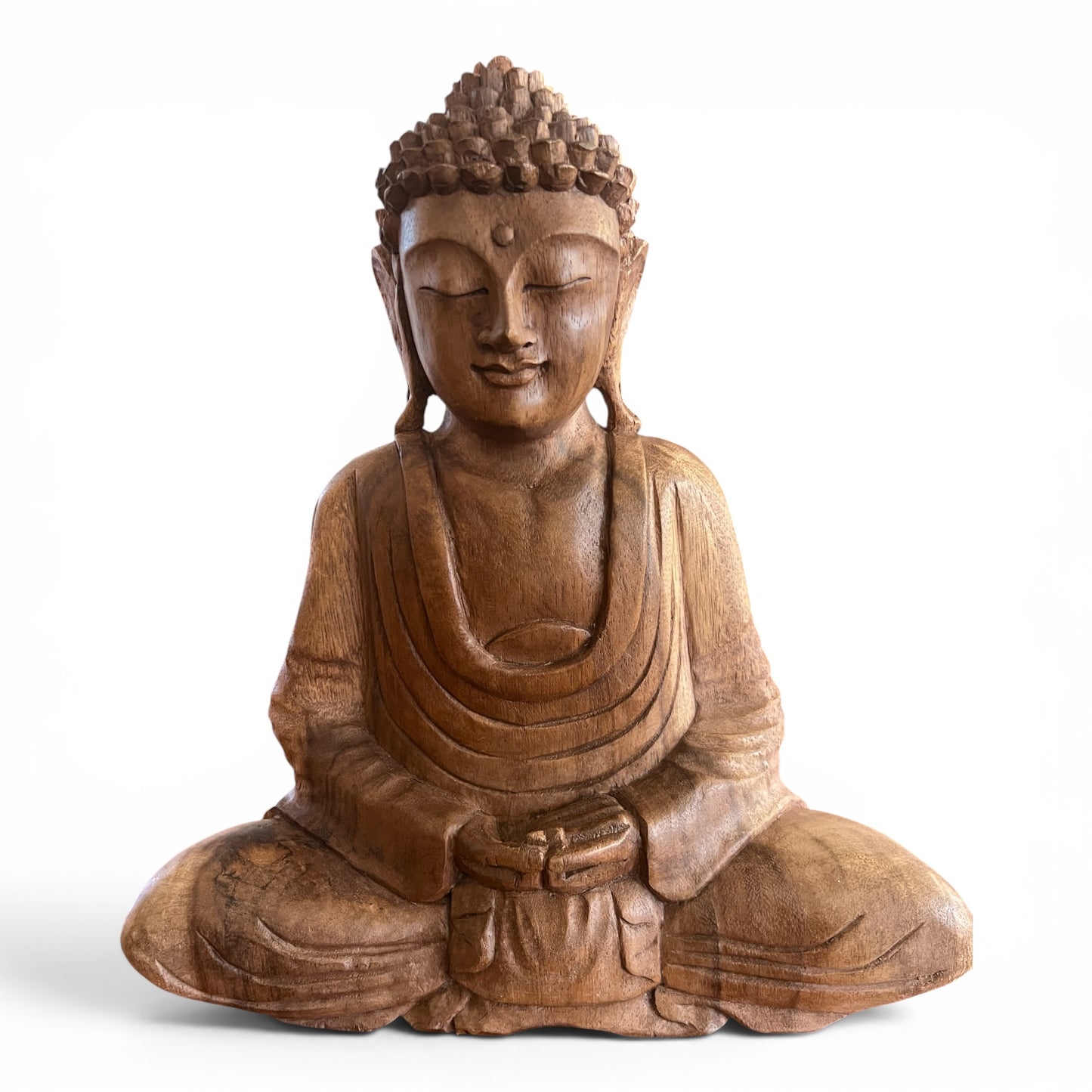 Buddha hand-carved from solid Suar (monkeypod) wood