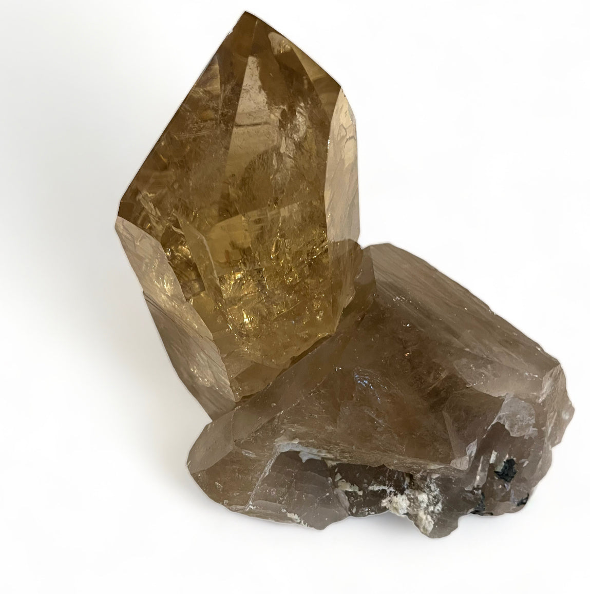 golden natural crystal on white background