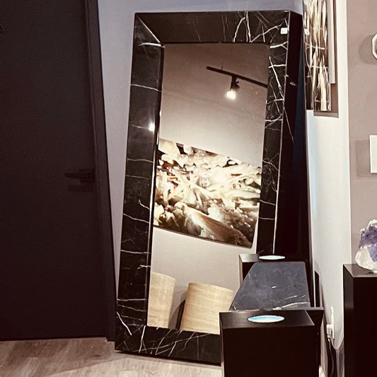 Black Onyx Mirror – Oversized Handcrafted Crystal Statement for Modern Interiors