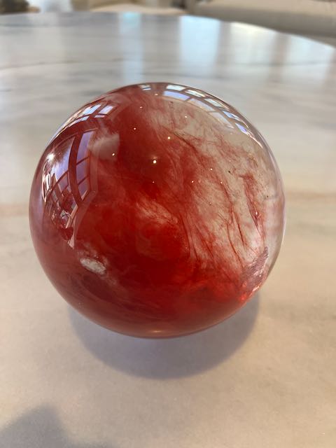Cherry Quartz Sphere Bold Crystal Accent for Modern Interiors