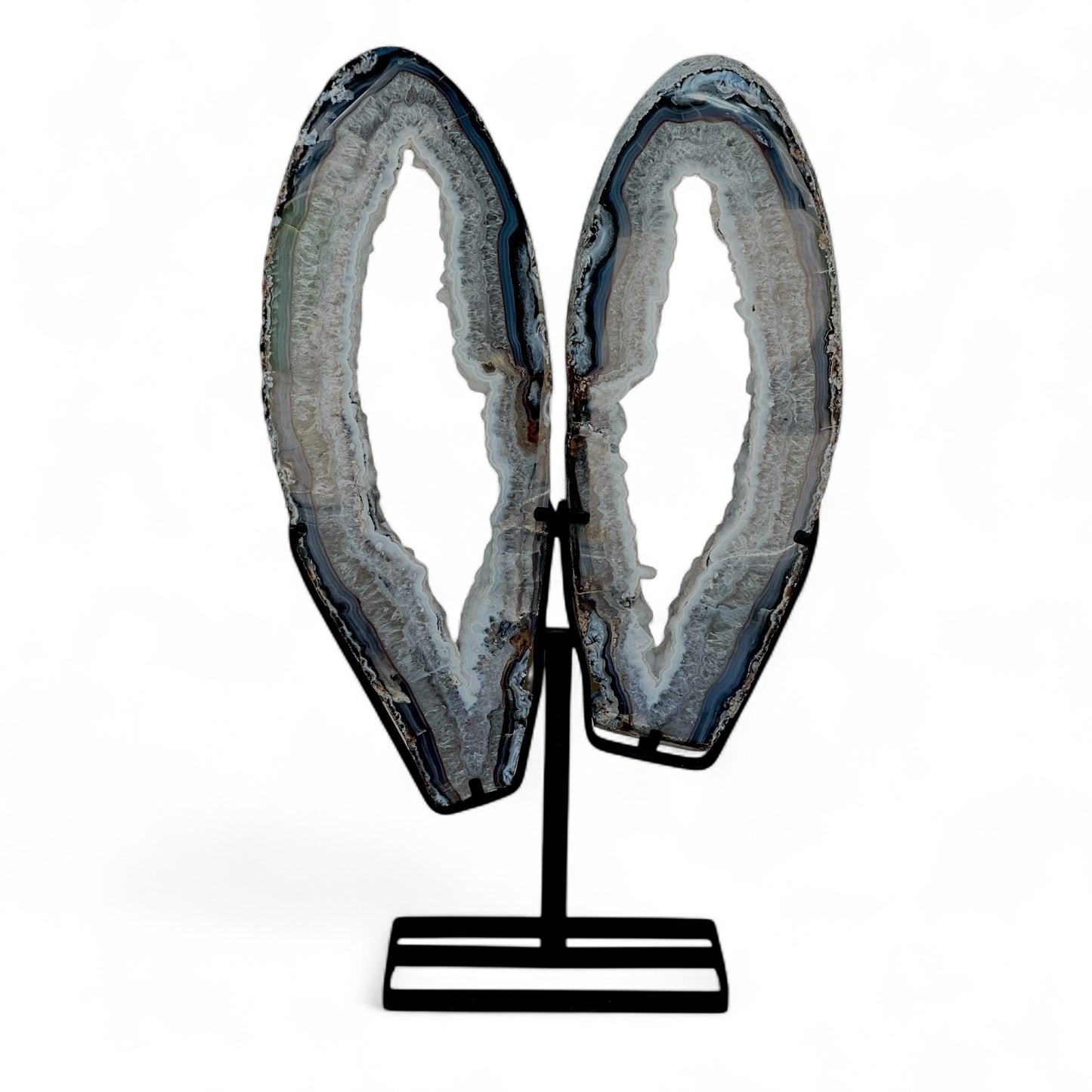 Brazilian Agate Butterfly Wings Statement Crystal with Druzy Quartz Crystallization