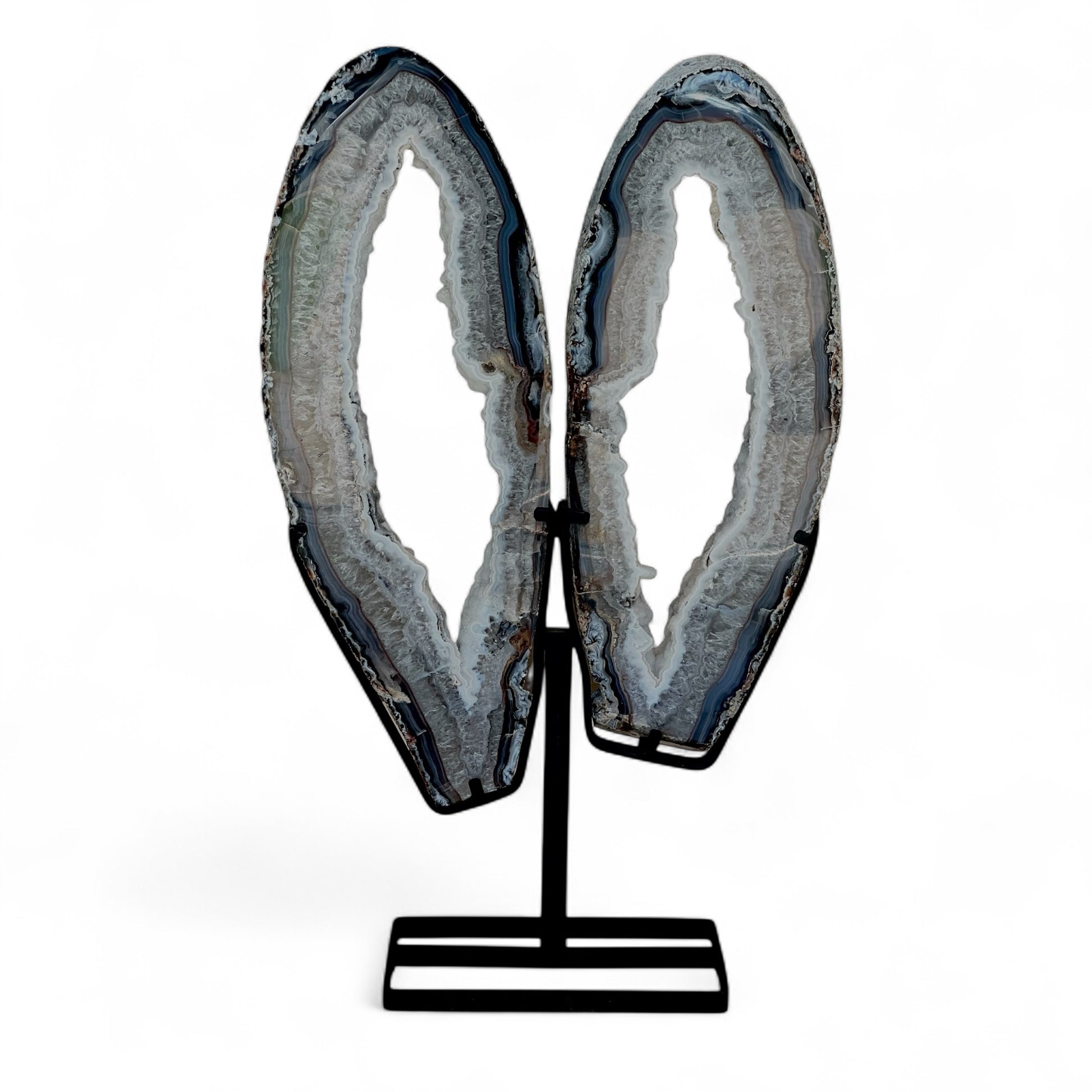 Brazilian Agate Butterfly Wings Statement Crystal with Druzy Quartz Crystallization