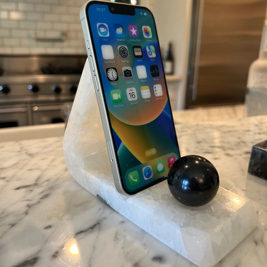 Onyx Phone Holder with Shungite Sphere