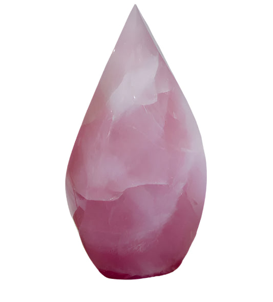 rose quartz flame on white background