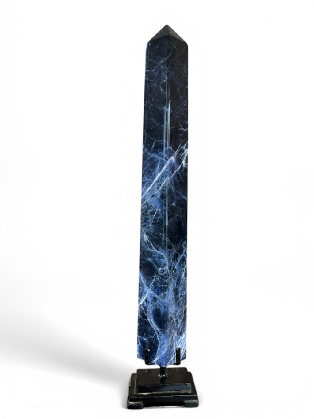 Sodalite Crystal Tower Sculptural Blue Stone Accent for Modern Interiors