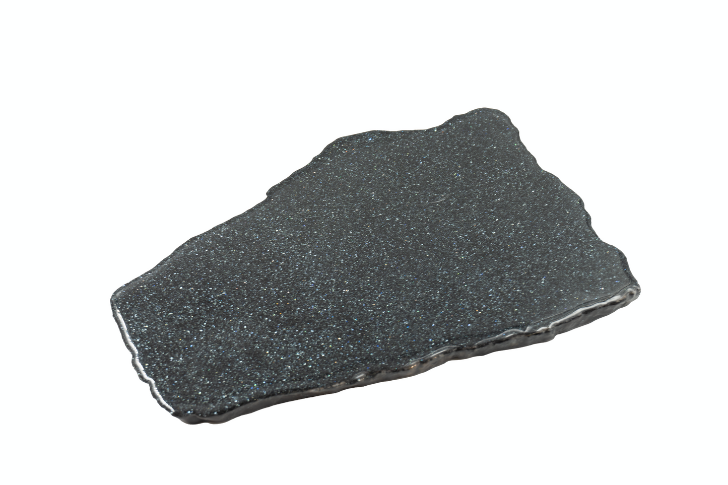 Black sparkling Specularite slab crystal platter for serving or display