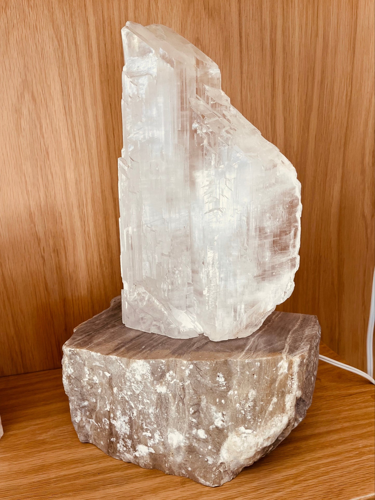 Utah Selenite Crystal Lamp with Onyx Base #1