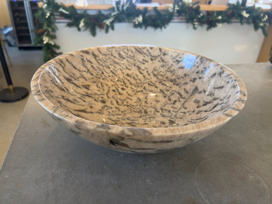 Rare Hand-Carved Peach Zebradorite Bowl